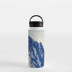 A Departure I - Mountain & Forest Nature Ukiyo Landscape in Blue, Green & Grey Water Bottle