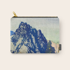 A Departure I - Mountain & Forest Nature Ukiyo Landscape in Blue, Green & Grey Carry All Pouch