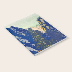 A Departure I - Mountain & Forest Nature Ukiyo Landscape in Blue, Green & Grey Notebook