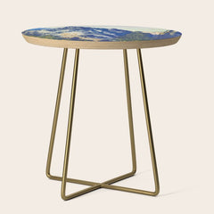 A Departure I - Mountain & Forest Nature Ukiyo Landscape in Blue, Green & Grey Side Table