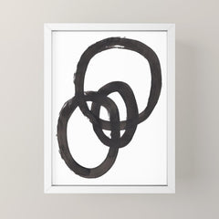 And I Op' Minimalist Ink Line Drawing Abstract Black Brush Strokes Modern Funky Maze by Ejaaz Haniff  Mini Art Print