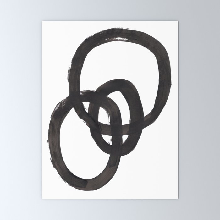 And I Op' Minimalist Ink Line Drawing Abstract Black Brush Strokes Modern Funky Maze by Ejaaz Haniff  Mini Art Print