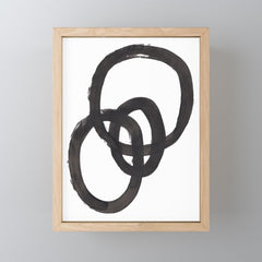 And I Op' Minimalist Ink Line Drawing Abstract Black Brush Strokes Modern Funky Maze by Ejaaz Haniff  Mini Art Print