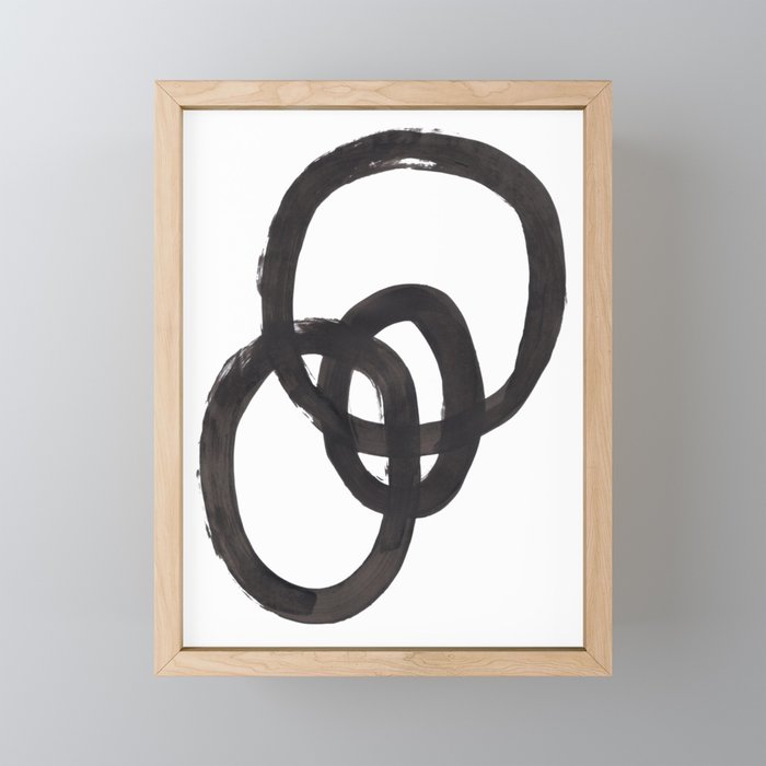 And I Op' Minimalist Ink Line Drawing Abstract Black Brush Strokes Modern Funky Maze by Ejaaz Haniff  Mini Art Print