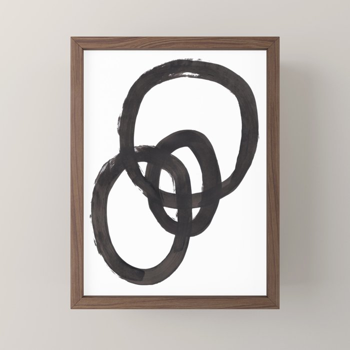 And I Op' Minimalist Ink Line Drawing Abstract Black Brush Strokes Modern Funky Maze by Ejaaz Haniff  Mini Art Print