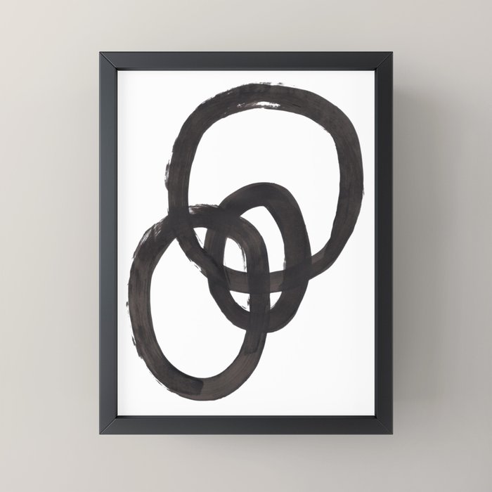 And I Op' Minimalist Ink Line Drawing Abstract Black Brush Strokes Modern Funky Maze by Ejaaz Haniff  Mini Art Print