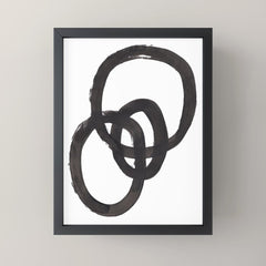 And I Op' Minimalist Ink Line Drawing Abstract Black Brush Strokes Modern Funky Maze by Ejaaz Haniff  Mini Art Print