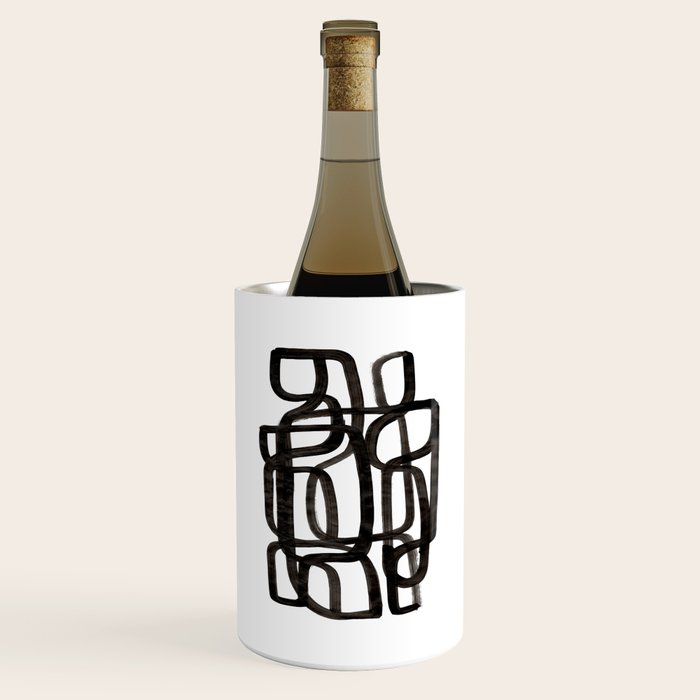 Writing On The Wall' Mid Century Modern Fun Abstract Shapes  Wine Chiller