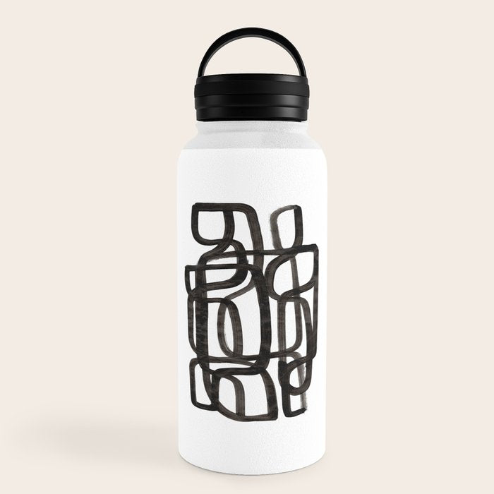 Writing On The Wall' Mid Century Modern Fun Abstract Shapes  Water Bottle