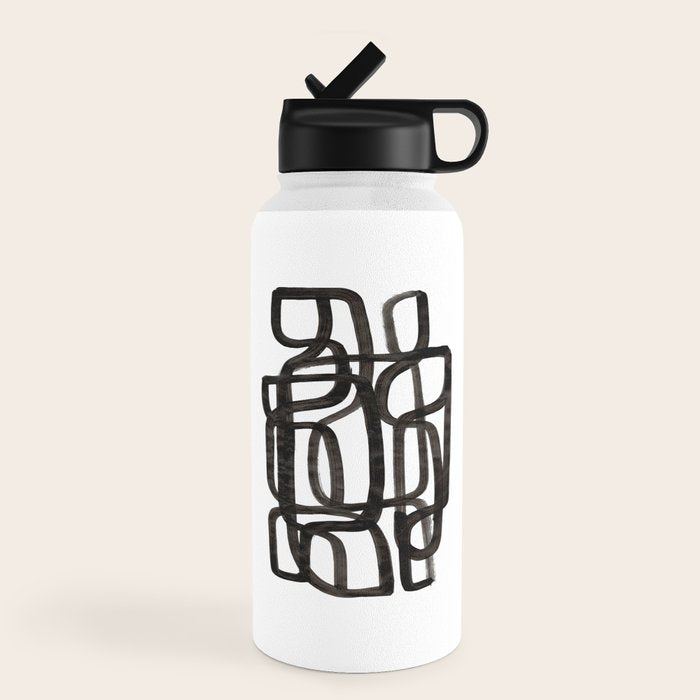 Writing On The Wall' Mid Century Modern Fun Abstract Shapes  Water Bottle