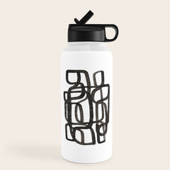 Writing On The Wall' Mid Century Modern Fun Abstract Shapes  Water Bottle