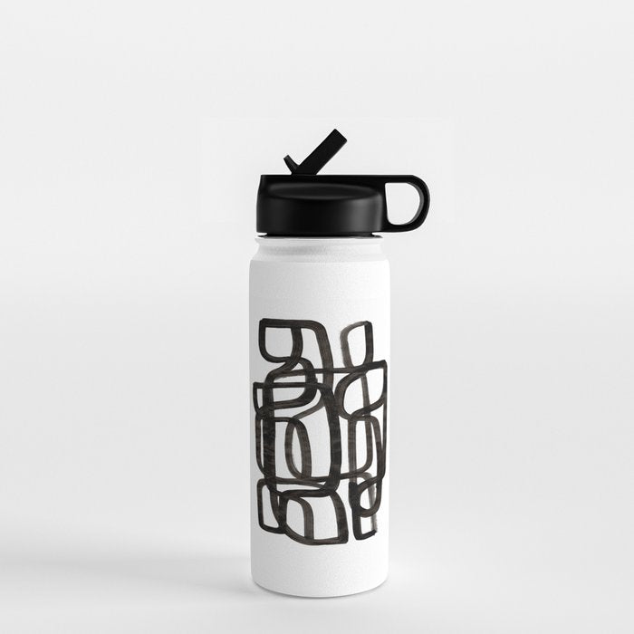 Writing On The Wall' Mid Century Modern Fun Abstract Shapes  Water Bottle