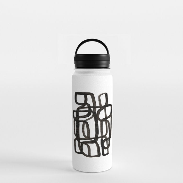 Writing On The Wall' Mid Century Modern Fun Abstract Shapes  Water Bottle