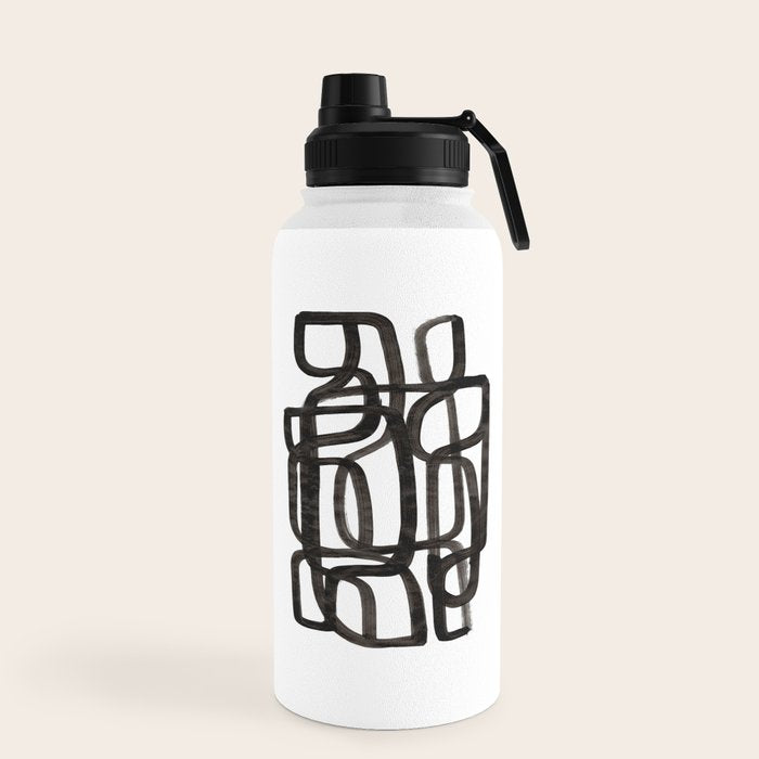 Writing On The Wall' Mid Century Modern Fun Abstract Shapes  Water Bottle