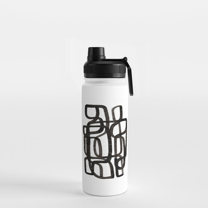 Writing On The Wall' Mid Century Modern Fun Abstract Shapes  Water Bottle
