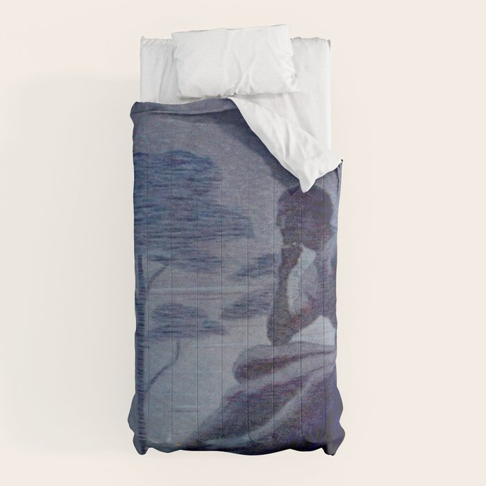 "Give me nights perfectly quiet...and I looking up at the stars" Leaves of Grass by Margaret Cook Comforter
