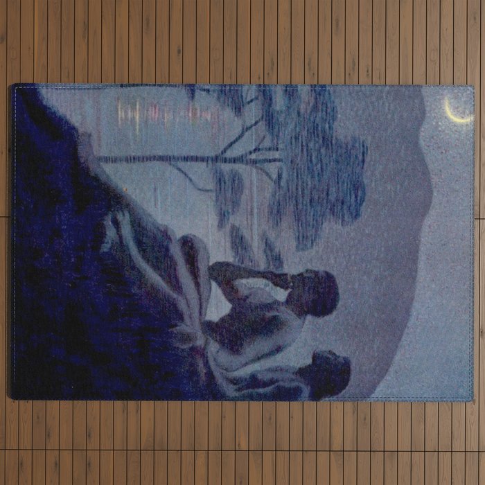 "Give me nights perfectly quiet...and I looking up at the stars" Leaves of Grass by Margaret Cook Outdoor Rug