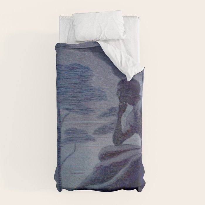 "Give me nights perfectly quiet...and I looking up at the stars" Leaves of Grass by Margaret Cook Duvet Cover