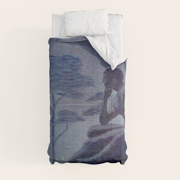 "Give me nights perfectly quiet...and I looking up at the stars" Leaves of Grass by Margaret Cook Comforter