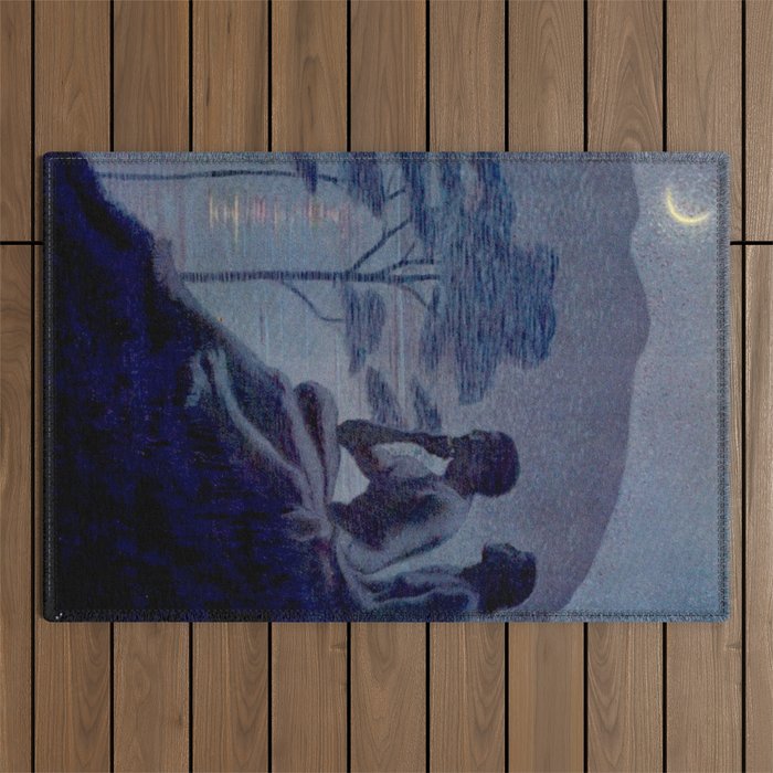 "Give me nights perfectly quiet...and I looking up at the stars" Leaves of Grass by Margaret Cook Outdoor Rug