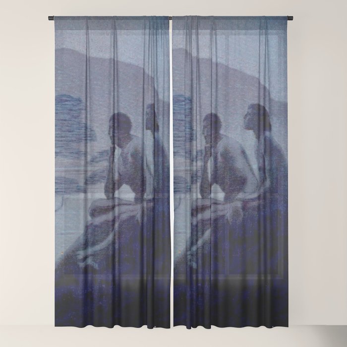 "Give me nights perfectly quiet...and I looking up at the stars" Leaves of Grass by Margaret Cook Window Curtain