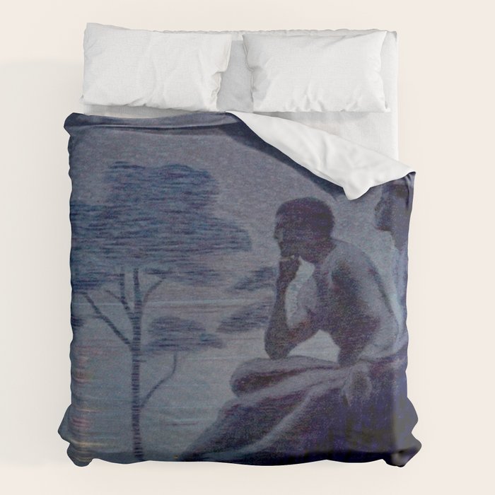 "Give me nights perfectly quiet...and I looking up at the stars" Leaves of Grass by Margaret Cook Duvet Cover