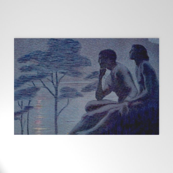 "Give me nights perfectly quiet...and I looking up at the stars" Leaves of Grass by Margaret Cook Welcome Mat
