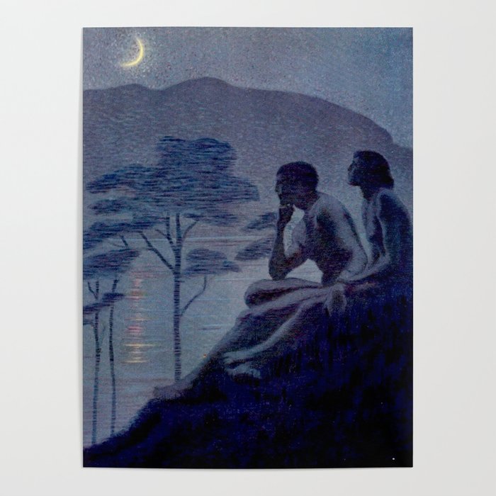 "Give me nights perfectly quiet...and I looking up at the stars" Leaves of Grass by Margaret Cook Poster