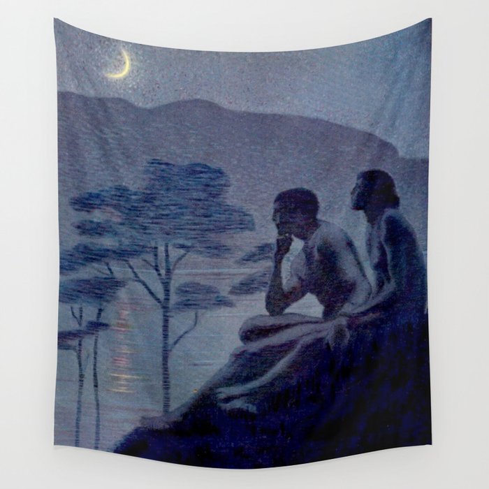 "Give me nights perfectly quiet...and I looking up at the stars" Leaves of Grass by Margaret Cook Wall Tapestry