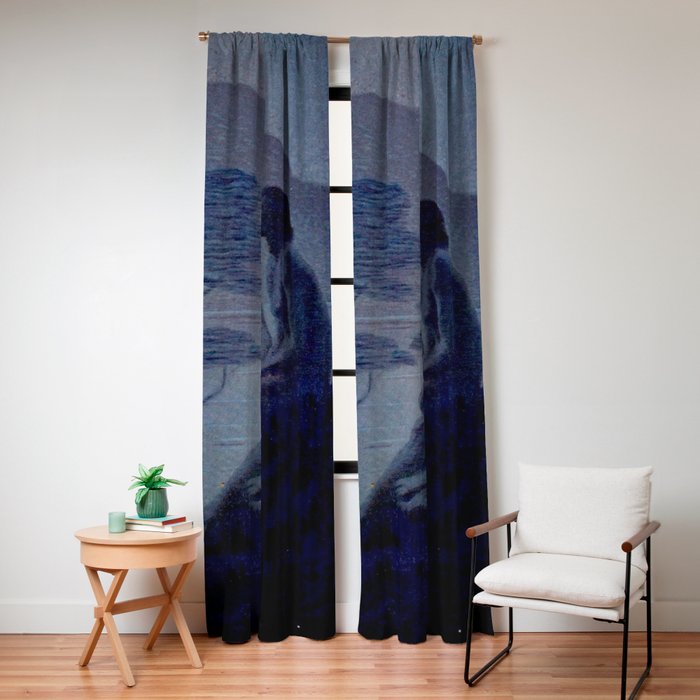 "Give me nights perfectly quiet...and I looking up at the stars" Leaves of Grass by Margaret Cook Window Curtain