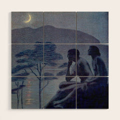"Give me nights perfectly quiet...and I looking up at the stars" Leaves of Grass by Margaret Cook Wood Wall Art