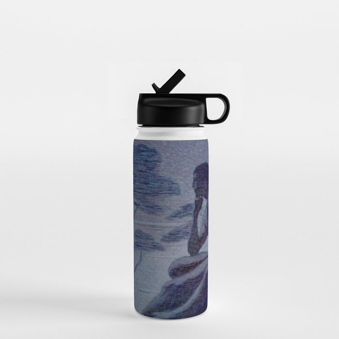 "Give me nights perfectly quiet...and I looking up at the stars" Leaves of Grass by Margaret Cook Water Bottle