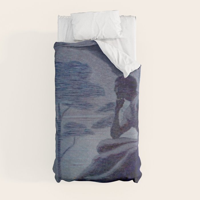 "Give me nights perfectly quiet...and I looking up at the stars" Leaves of Grass by Margaret Cook Duvet Cover