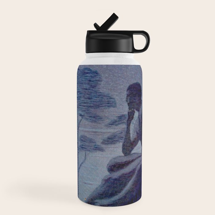 "Give me nights perfectly quiet...and I looking up at the stars" Leaves of Grass by Margaret Cook Water Bottle