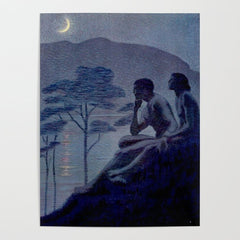 "Give me nights perfectly quiet...and I looking up at the stars" Leaves of Grass by Margaret Cook Poster