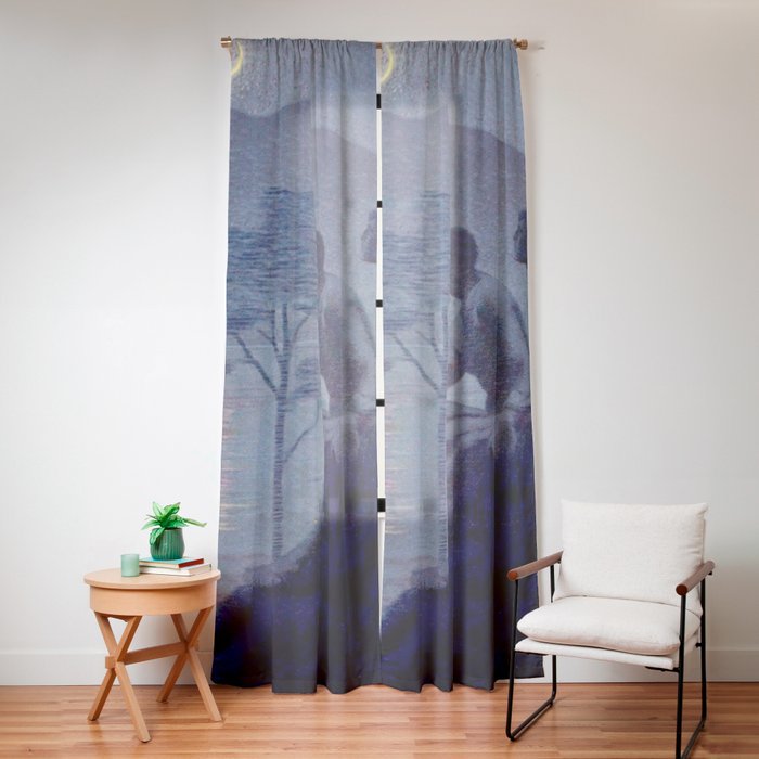 "Give me nights perfectly quiet...and I looking up at the stars" Leaves of Grass by Margaret Cook Window Curtain