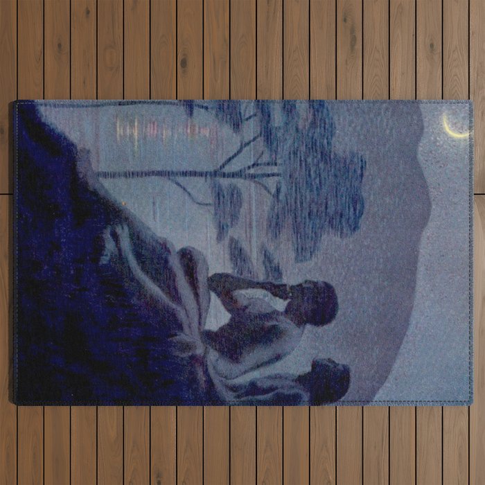 "Give me nights perfectly quiet...and I looking up at the stars" Leaves of Grass by Margaret Cook Outdoor Rug
