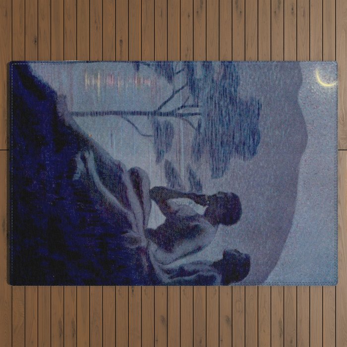 "Give me nights perfectly quiet...and I looking up at the stars" Leaves of Grass by Margaret Cook Outdoor Rug