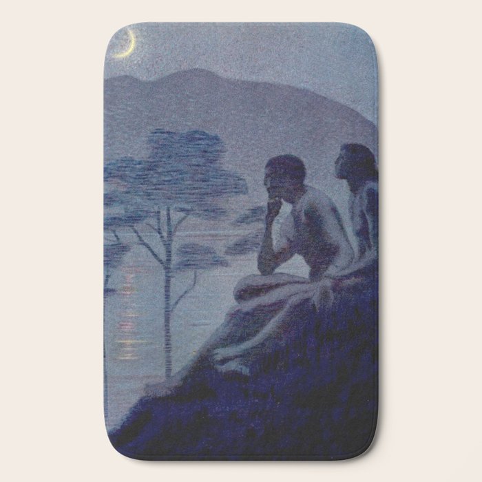 "Give me nights perfectly quiet...and I looking up at the stars" Leaves of Grass by Margaret Cook Bath Mat