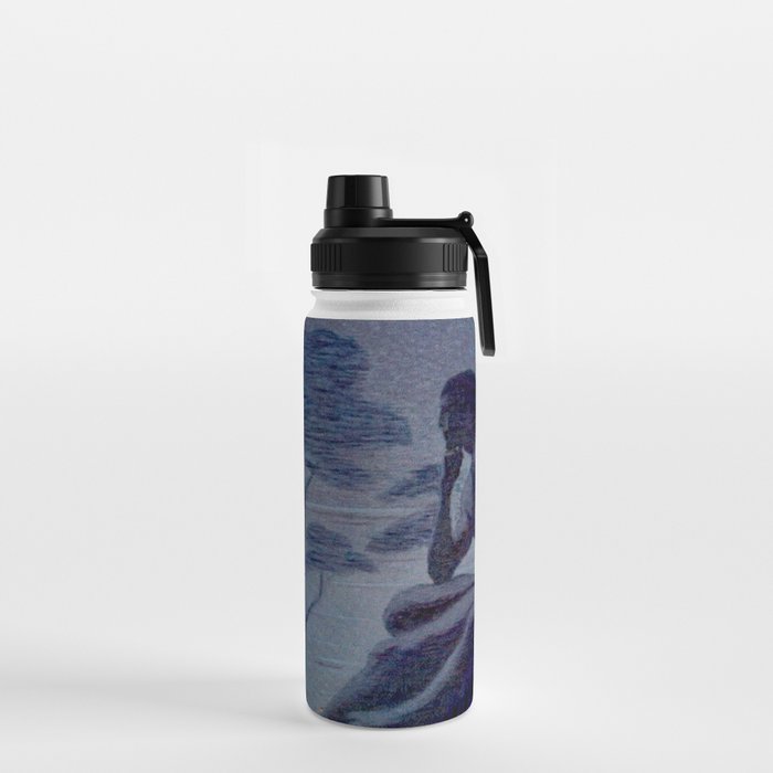 "Give me nights perfectly quiet...and I looking up at the stars" Leaves of Grass by Margaret Cook Water Bottle