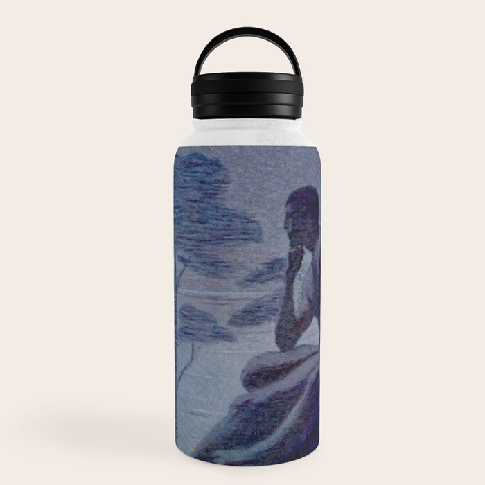 "Give me nights perfectly quiet...and I looking up at the stars" Leaves of Grass by Margaret Cook Water Bottle