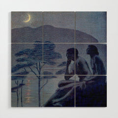 "Give me nights perfectly quiet...and I looking up at the stars" Leaves of Grass by Margaret Cook Wood Wall Art