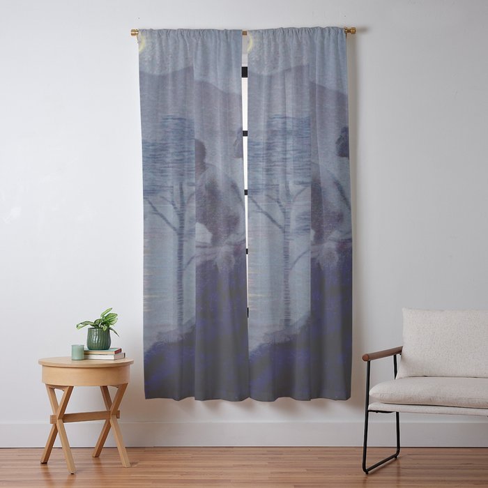 "Give me nights perfectly quiet...and I looking up at the stars" Leaves of Grass by Margaret Cook Window Curtain
