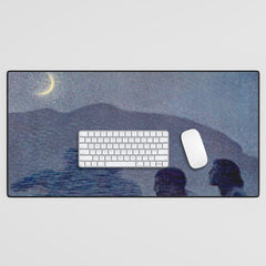 "Give me nights perfectly quiet...and I looking up at the stars" Leaves of Grass by Margaret Cook Desk Mat
