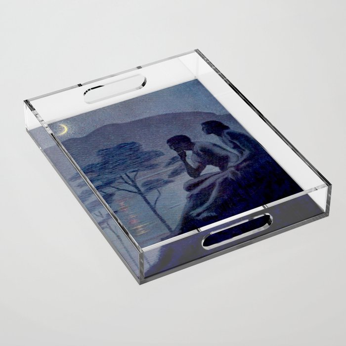 "Give me nights perfectly quiet...and I looking up at the stars" Leaves of Grass by Margaret Cook Acrylic Tray