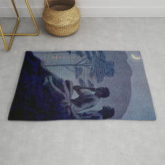"Give me nights perfectly quiet...and I looking up at the stars" Leaves of Grass by Margaret Cook Rug
