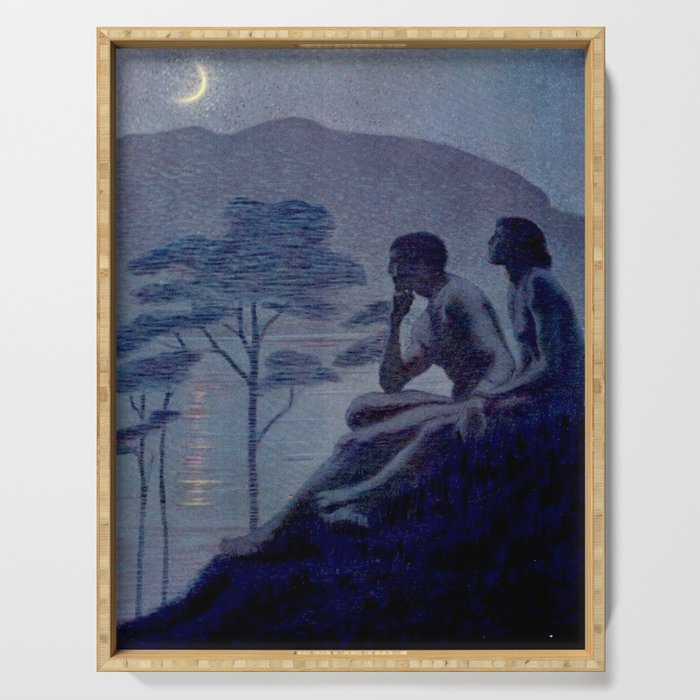 "Give me nights perfectly quiet...and I looking up at the stars" Leaves of Grass by Margaret Cook Serving Tray