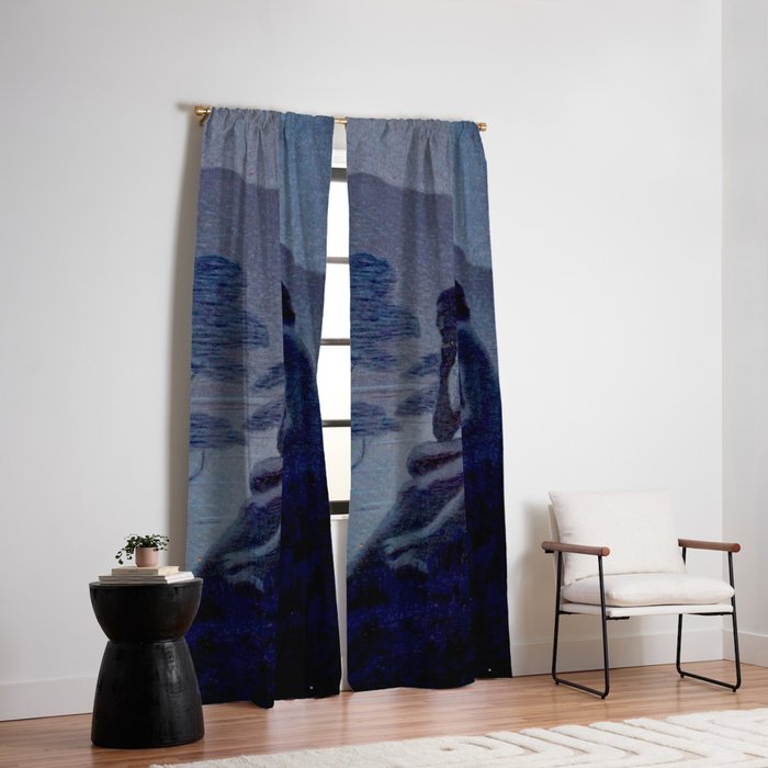 "Give me nights perfectly quiet...and I looking up at the stars" Leaves of Grass by Margaret Cook Window Curtain