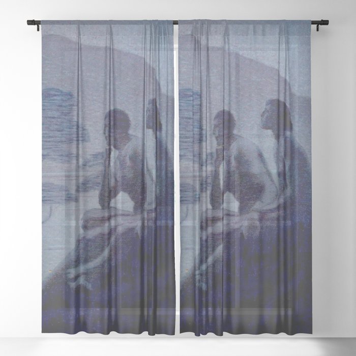 "Give me nights perfectly quiet...and I looking up at the stars" Leaves of Grass by Margaret Cook Window Curtain