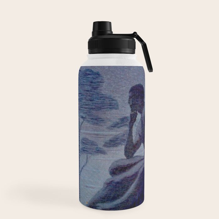 "Give me nights perfectly quiet...and I looking up at the stars" Leaves of Grass by Margaret Cook Water Bottle